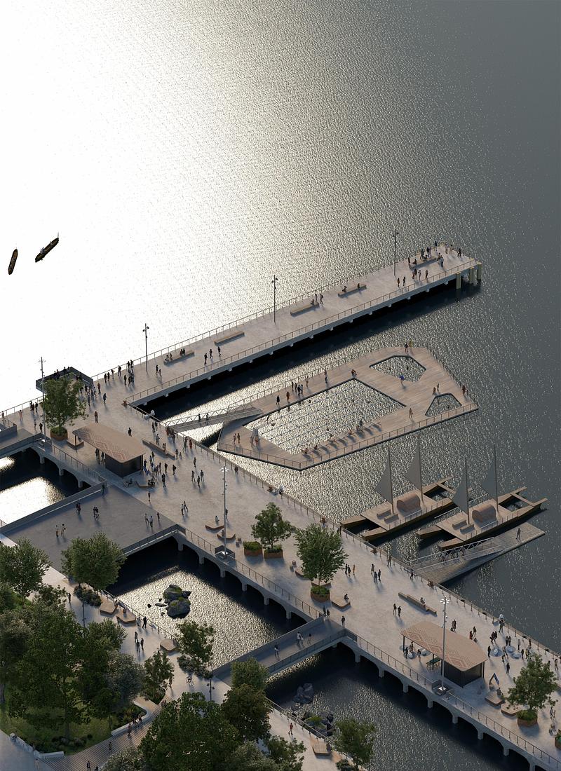 Press kit | 3979-01 - Press release | Te Ara Tukutuku - A Vision for a New Headland Open Space for Auckland, New Zealand - LandLAB + SCAPE - Urban Design - Te Ūnga - Jellicoe Harbour. Provides an active and busy marine hub with a widely accessible and safe program of water-based activities and events, a home for waka supported by the necessary infrastructure and services.<br> - Photo credit: LandLAB