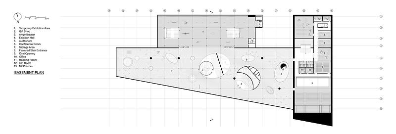 Press kit | 7717-01 - Press release | Brise-Vent Havre Harbor Museum - LYT-X Studio - Institutional Architecture - Basement Plan - Photo credit: LYT-X Studio
