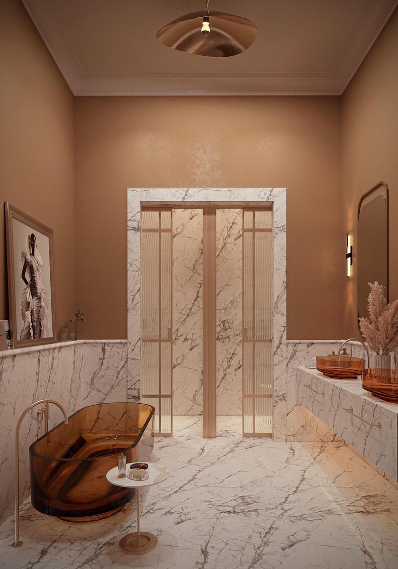 Dossier de presse | 7806-01 - Communiqué de presse | Sofitel Bucharest: Contemporary French Luxury Within a Historic Neo-Classical Setting - Ran & Morris Creative Partnership - Design d’intérieur commercial - Suite bathroom - Crédit photo : MOD Studio