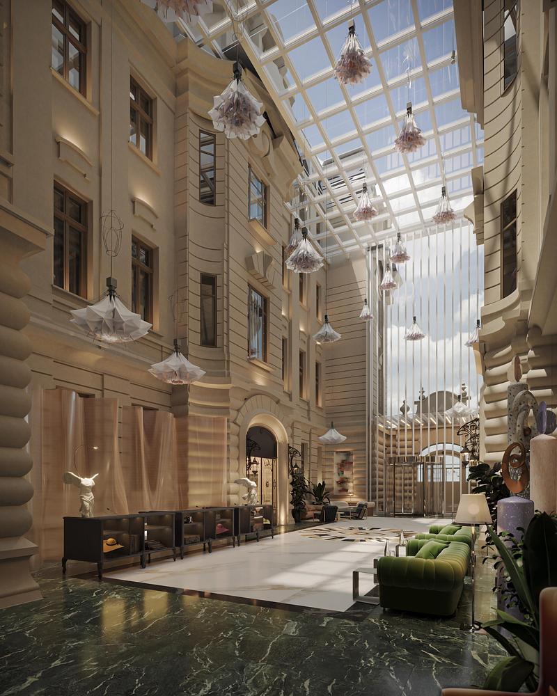 Dossier de presse | 7806-01 - Communiqué de presse | Sofitel Bucharest: Contemporary French Luxury Within a Historic Neo-Classical Setting - Ran & Morris Creative Partnership - Design d’intérieur commercial - Main lobby - Crédit photo : MOD Studio