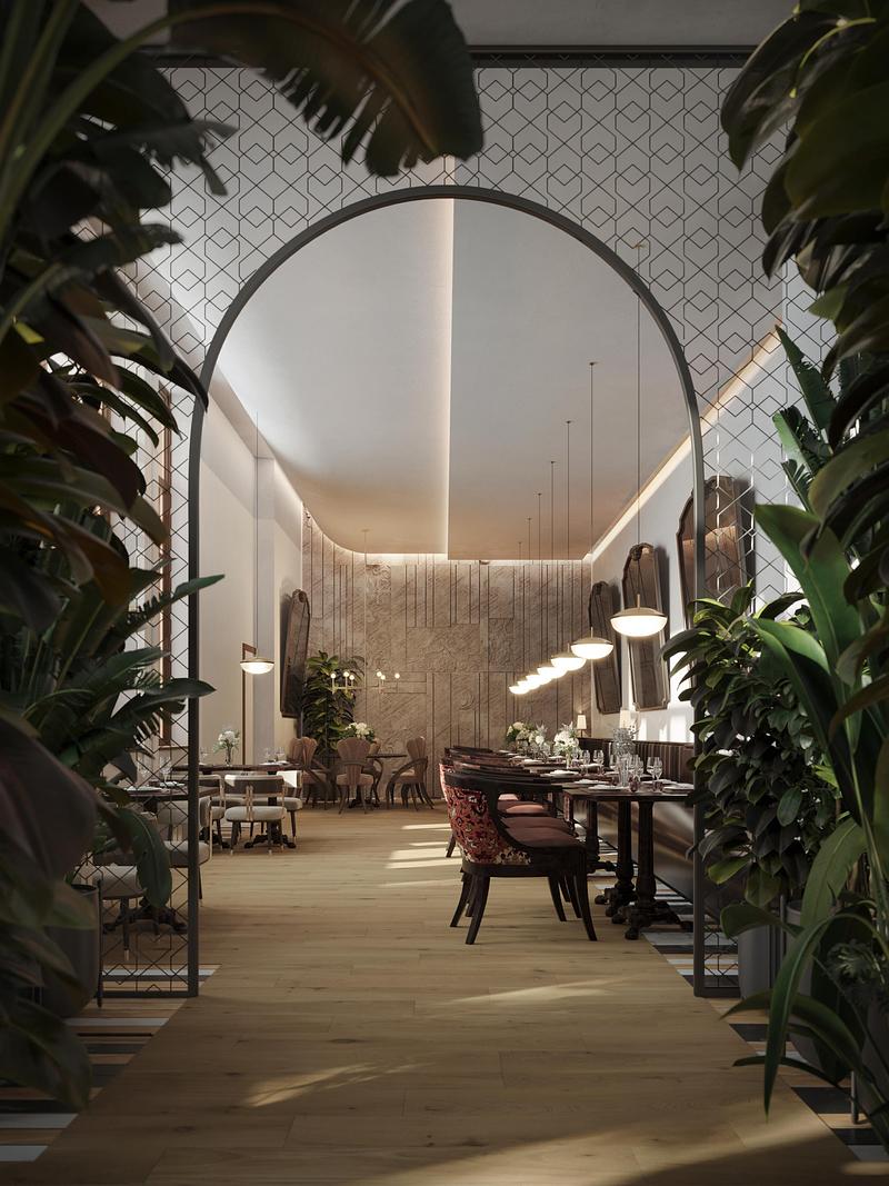 Dossier de presse | 7806-01 - Communiqué de presse | Sofitel Bucharest: Contemporary French Luxury Within a Historic Neo-Classical Setting - Ran & Morris Creative Partnership - Design d’intérieur commercial - Main resturant - Crédit photo : MOD Studio