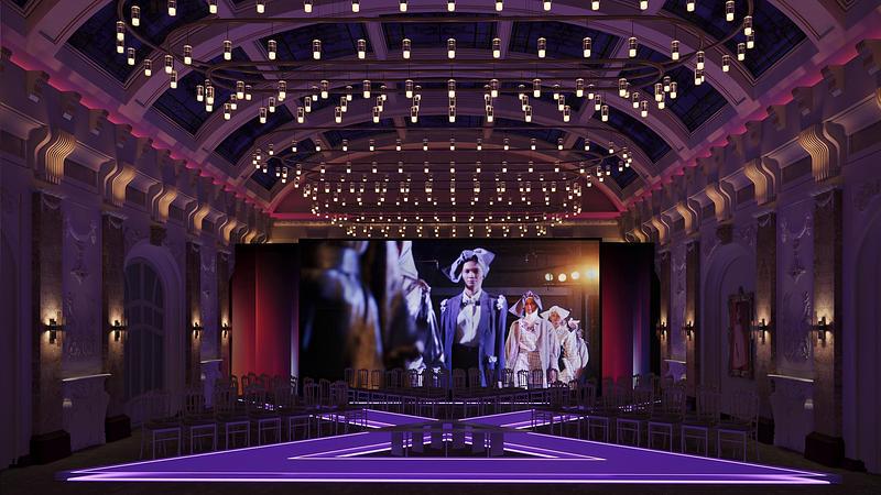 Dossier de presse | 7806-01 - Communiqué de presse | Sofitel Bucharest: Contemporary French Luxury Within a Historic Neo-Classical Setting - Ran & Morris Creative Partnership - Design d’intérieur commercial - Ballroom, Fashion show scene - Crédit photo : MOD Studio