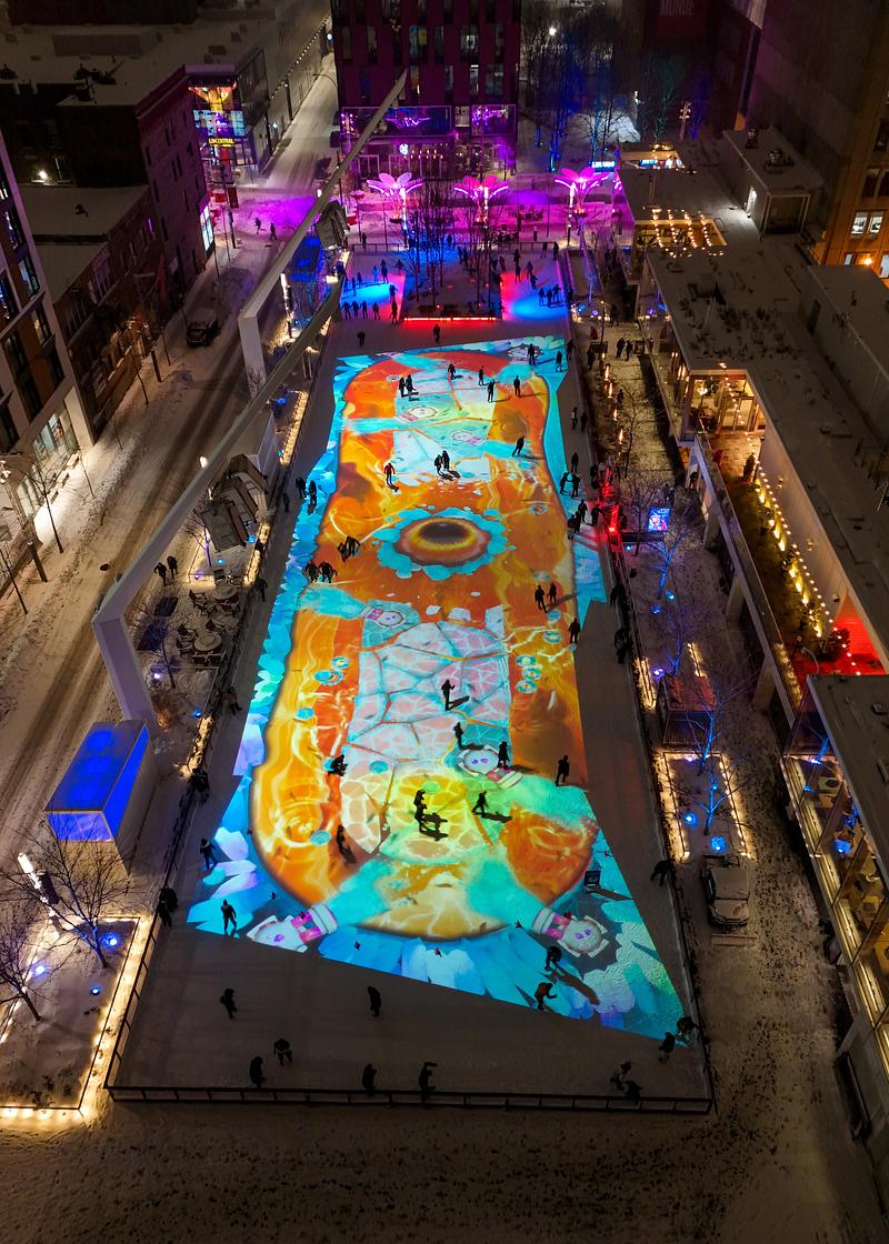 Press kit | 583-26 - Press release | Montreal Lights Up: LUMINO Presents 35 Works in the Quartier des Spectacles and Downtown - Quartier des Spectacles Partnership - Event + Exhibition - Le coffre à jouets dégivré by Ottomata and Doki - Photo credit: JF Savaria