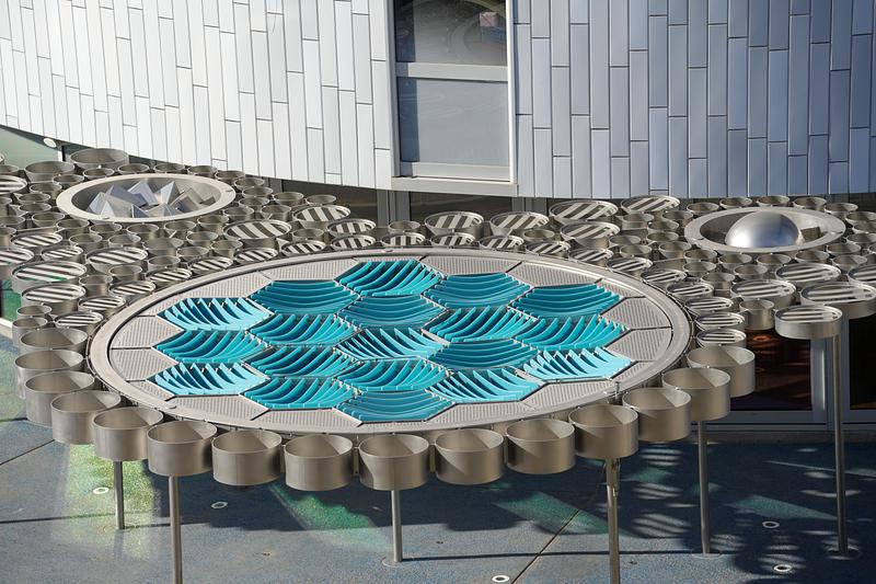 Press kit | 2757-61 - Press release | Defining a New Urban Experience Through the Lens of Digital Craft - FUTUREFORMS - Urban Design - Detail of Weatherscape’s canopy, which offers both shaded comfort and visual engagement. - Photo credit: Genaro Limon