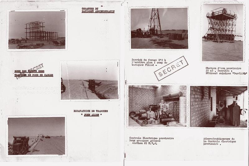 Press kit | 748-54 - Press release | UQAM’s Centre de design Presents "Toxicité coloniale : Architecture et paysage radioactifs français dans le Sahara" - Centre de design de l'UQAM - Event + Exhibition - Excerpts from Samia Henni's book Colonial Toxicity: Rehearsing French Radioactive Architecture and Landscape in the Sahara (Amsterdam: If I Can’t Dance and Framer Framed; Zurich: edition fink, 2024, 2025), pages 120–121.<br>Photographs by an unknown author (a French veteran) provided by MA and MG. The images illustrate the construction of the Reggane plateau, 1959–1960.<br style=""> - Photo credit: © MA and MG. Courtesy of the Observatoire des armements (https://www.obsarm.info/).