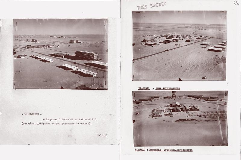 Press kit | 748-54 - Press release | UQAM’s Centre de design Presents "Toxicité coloniale : Architecture et paysage radioactifs français dans le Sahara" - Centre de design de l'UQAM - Event + Exhibition -  <p style="">Excerpts from Samia Henni's book Colonial Toxicity: Rehearsing French Radioactive Architecture and Landscape in the Sahara (Amsterdam: If I Can’t Dance and Framer Framed; Zurich: edition fink, 2024, 2025), pages 116–117.<br style="">Photographs by an unknown author (a French veteran) provided by MA and MG. The images illustrate the construction of the Reggane plateau, 1959–1960.</p>  - Photo credit:  © MA and MG. Courtesy of the Observatoire des armements (https://www.obsarm.info/).  