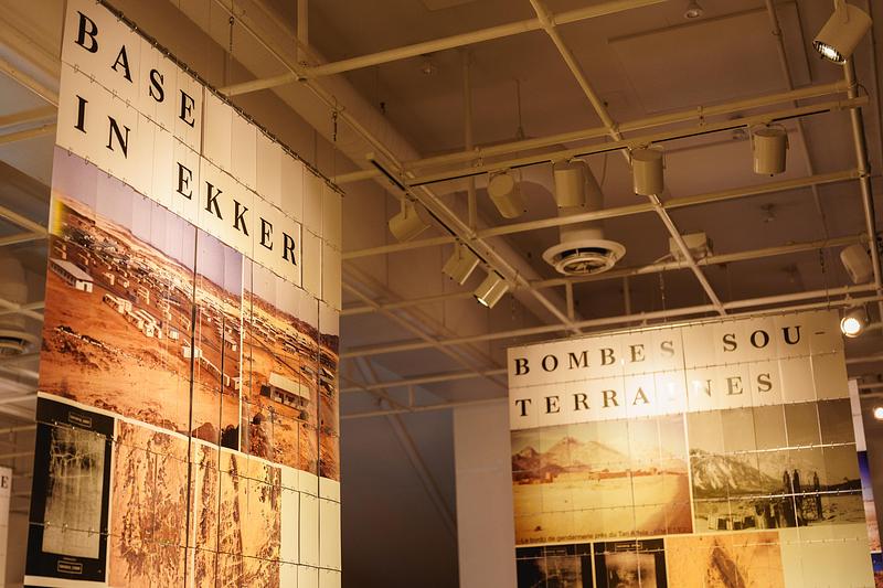 Press kit | 748-54 - Press release | UQAM’s Centre de design Presents "Toxicité coloniale : Architecture et paysage radioactifs français dans le Sahara" - Centre de design de l'UQAM - Event + Exhibition -  "Toxicité coloniale : Architecture et paysage radioactifs français dans le Sahara" exhibition presented at UQAM's Centre de design, 2026.  - Photo credit: Benoit Rousseau