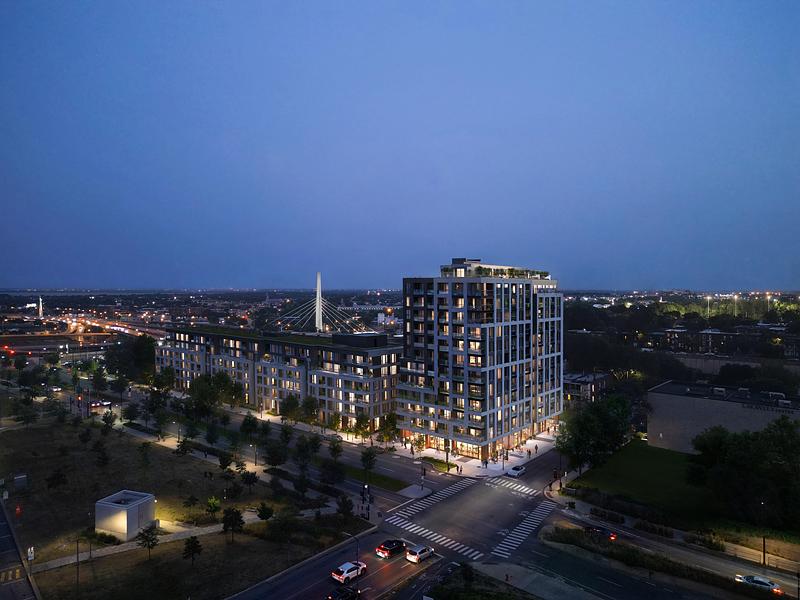 Dossier de presse | 1152-19 - Communiqué de presse | LumiGroup signe l’éclairage circadien de Bosco, un projet résidentiel locatif développé par PUR Immobilia à Montréal - LumiGroup - Design d’éclairage - Crédit photo : Common Ground Studios