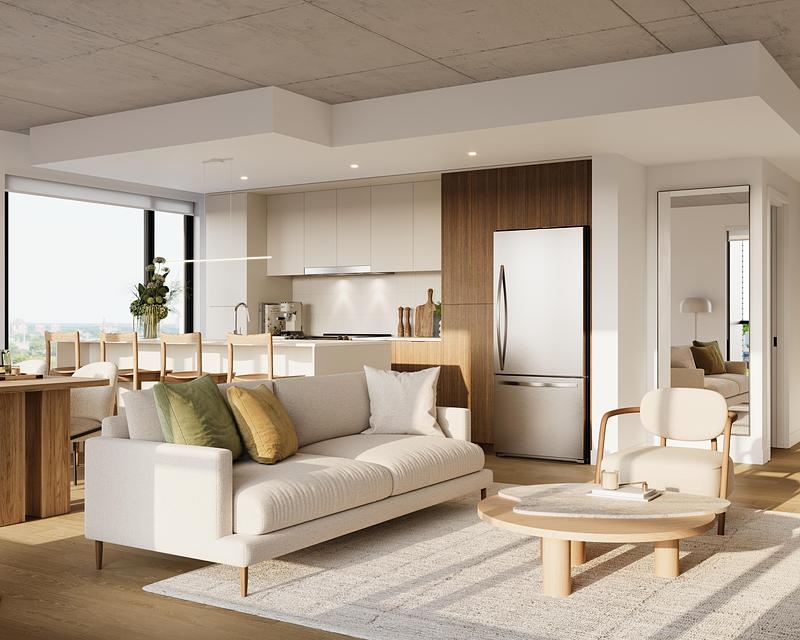 Dossier de presse | 1152-19 - Communiqué de presse | LumiGroup signe l’éclairage circadien de Bosco, un projet résidentiel locatif développé par PUR Immobilia à Montréal - LumiGroup - Design d’éclairage - Crédit photo : Common Ground Studios