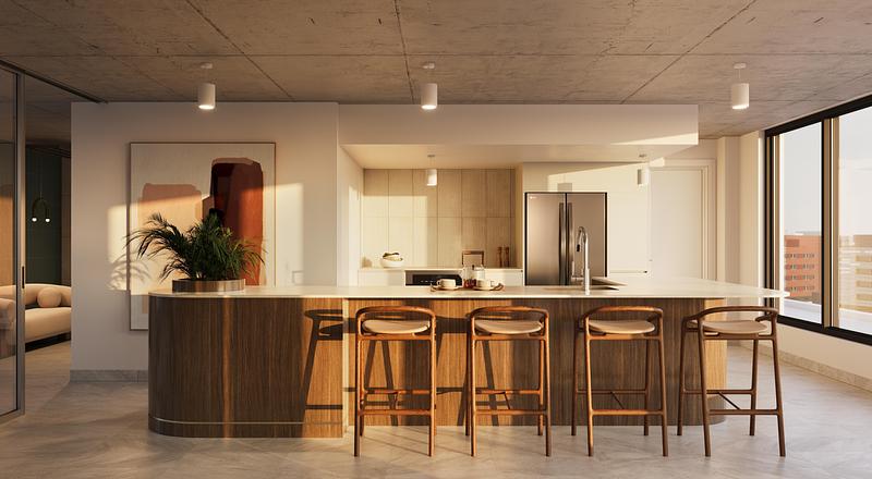 Dossier de presse | 1152-19 - Communiqué de presse | LumiGroup signe l’éclairage circadien de Bosco, un projet résidentiel locatif développé par PUR Immobilia à Montréal - LumiGroup - Design d’éclairage - Crédit photo : Common Ground Studios