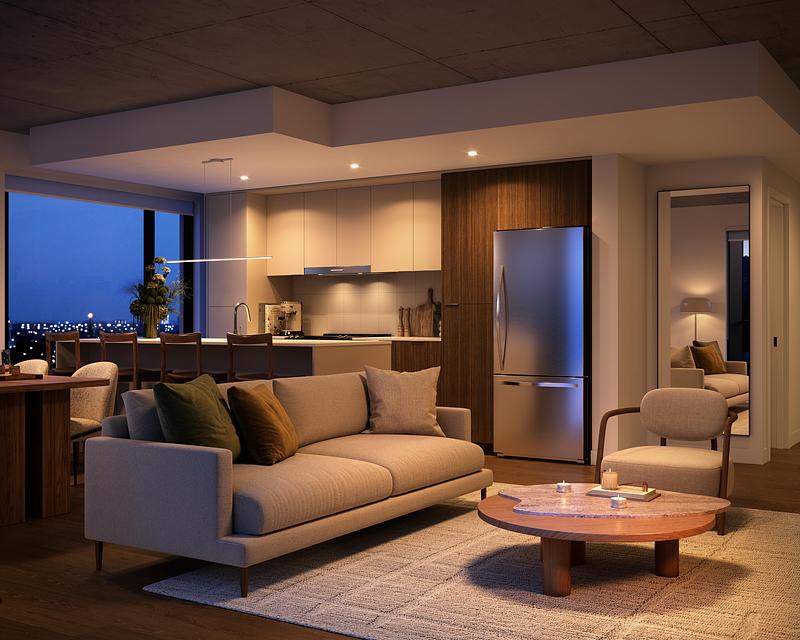 Dossier de presse | 1152-19 - Communiqué de presse | LumiGroup signe l’éclairage circadien de Bosco, un projet résidentiel locatif développé par PUR Immobilia à Montréal - LumiGroup - Design d’éclairage - Crédit photo : Common Ground Studios