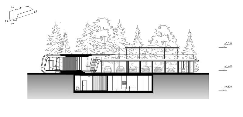 Press kit | 4008-05 - Press release | Garage for Car Collection - ATRIUM - Residential Architecture -  Garage for car collection scheme - Photo credit:  ATRIUM 