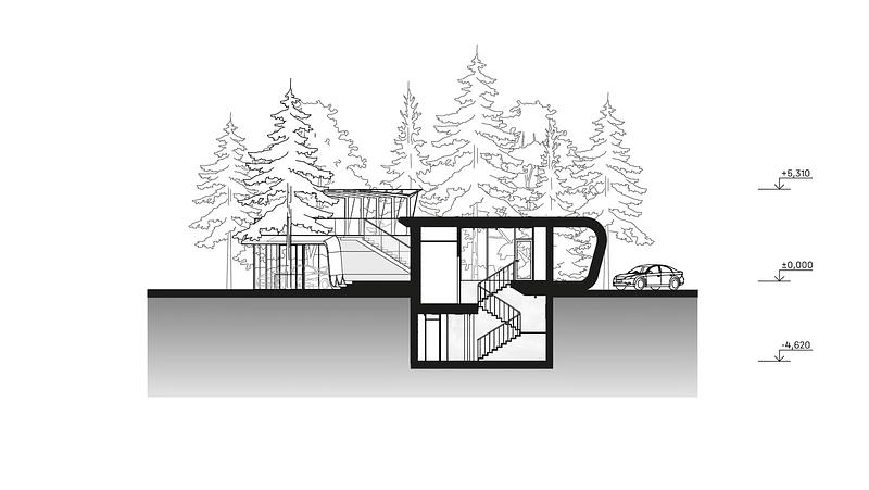 Press kit | 4008-05 - Press release | Garage for Car Collection - ATRIUM - Residential Architecture -  Garage for car collection scheme - Photo credit: ATRIUM