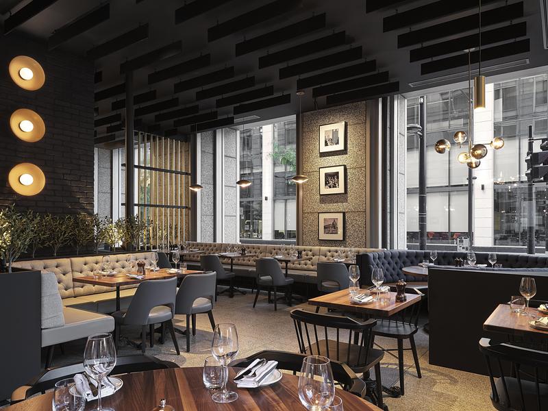 Dossier de presse | 3962-02 - Communiqué de presse | Cléo Katcho Design Architectural revisite la brasserie française en aménageant une nouvelle adresse Chez Lionel au centre-ville de Montréal - Cleo Katcho Design Architectural Inc. - Design d’intérieur commercial - Crédit photo : Maxime Brouillet