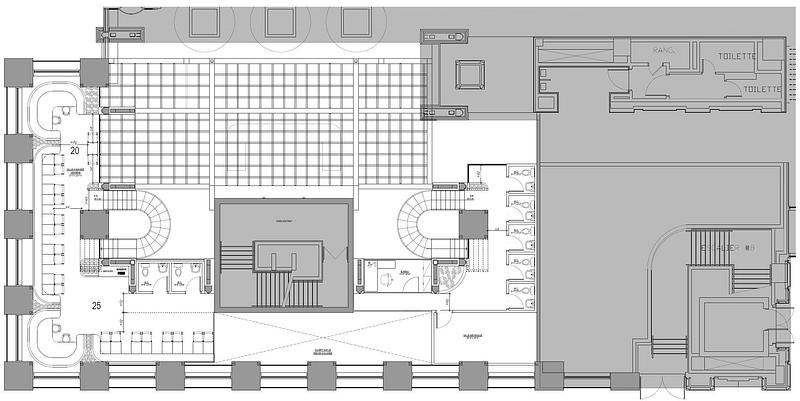Dossier de presse | 3962-02 - Communiqué de presse | Cléo Katcho Design Architectural revisite la brasserie française en aménageant une nouvelle adresse Chez Lionel au centre-ville de Montréal - Cleo Katcho Design Architectural Inc. - Design d’intérieur commercial - PLAN DE LA MEZZANINE - Crédit photo : Cleo Katcho Design Architectural Inc.
