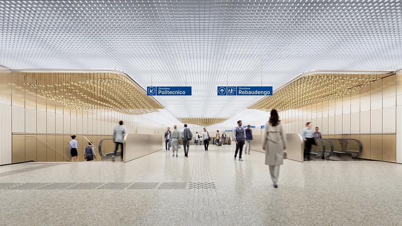 Press kit | 3649-01 - Press release | Beneath The Porticoes: UNS’s Winning Design Proposal Selected for New Metro Line in Turin - UNS - Competition - Mole Giardini Station interior.  - Photo credit: Produced by HISM, ©Extraordinary Commissioner Chiaia