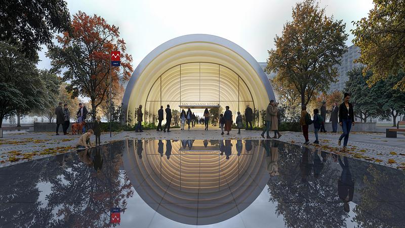 Press kit | 3649-01 - Press release | Beneath The Porticoes: UNS’s Winning Design Proposal Selected for New Metro Line in Turin - UNS - Competition - Exterior of San Giovanni Bosco, Turin Metro Line 2 - Photo credit: Produced by HISM, ©Extraordinary Commissioner Chiaia