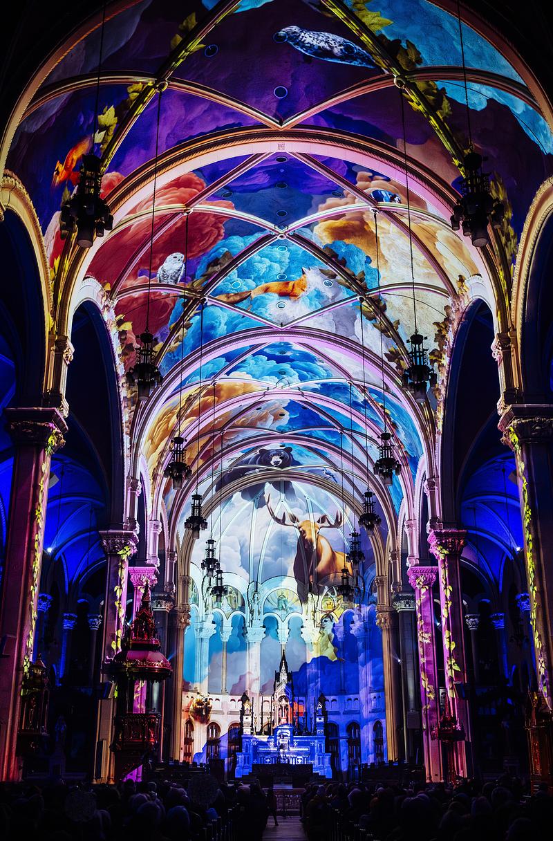 Press kit | 1089-13 - Press release | AURA by Moment Factory: Transforming Iconic Cultural Venues Into Must-Visit Immersive Destinations - Moment Factory - Multimedia Design - AURA Église Saint-Roch, Quebec City (inaugurated in 2025) - Photo credit: Moment Factory