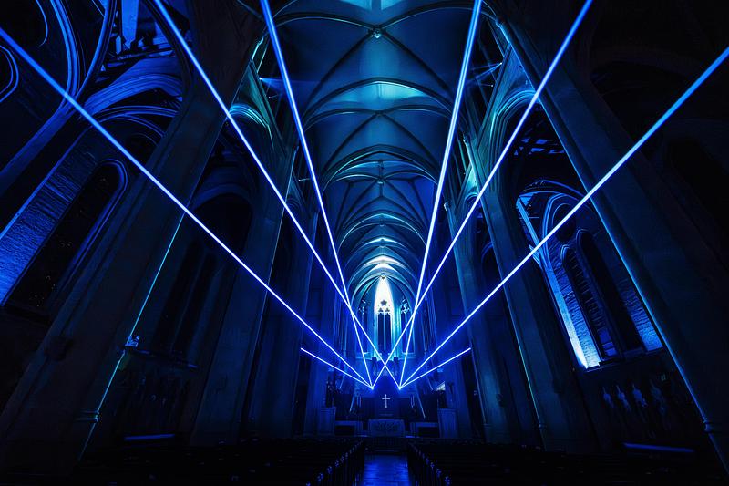 Press kit | 1089-13 - Press release | AURA by Moment Factory: Transforming Iconic Cultural Venues Into Must-Visit Immersive Destinations - Moment Factory - Multimedia Design - AURA Grace Cathedral, San Francisco (inaugurated in 2025) - Photo credit: Moment Factory