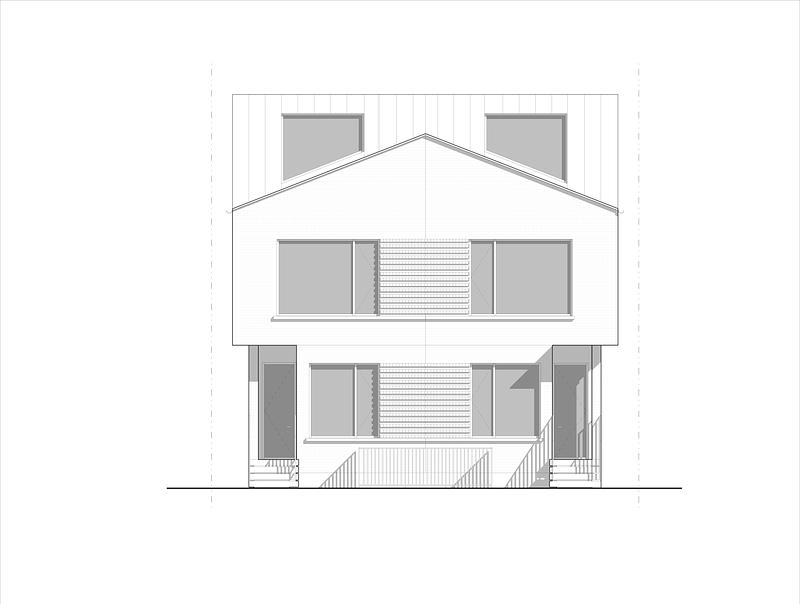 Press kit | 7856-01 - Press release | Montrose Sixplex: A New Housing Model for Gentle Density on a Residential Street in Toronto - Gabriel Fain Architects - Residential Architecture - Front Elevation - Photo credit: Gabriel Fain Architects