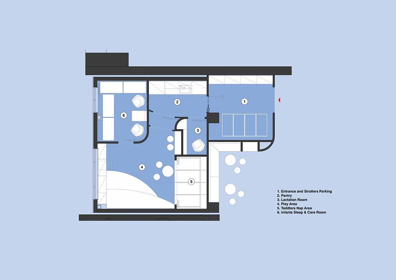Dossier de presse | 7640-03 - Communiqué de presse | La Crèche du Dragon - studio vapore - Design d’intérieur commercial - Plan - Crédit photo : studio vapore