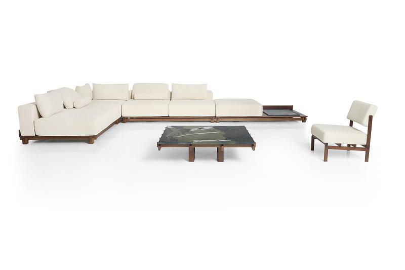 Dossier de presse | 2001-06 - Communiqué de presse | Assemblage Collection - Triptyque + Breton - Produit - ASB 03 Sofa, ASB 01 Coffee table and ASB 07 Armchair - Crédit photo : Breton