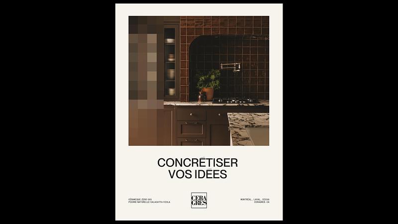 Press kit | 846-28 - Press release | Céragrès launches a new website - Céragrès - Product - <p class="">Example of a print advertisement showcasing Céragrès’ new visual identity, developed in collaboration with LG2.</p> - Photo credit: Céragrès<span></span>