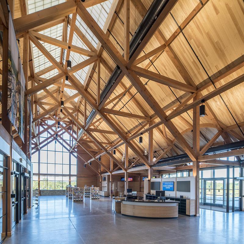 Press kit | 7896-01 - Press release | New Energy Works wins at the Architizer A+Awards for Acadia Gateway Center - New Energy Works - Commercial Architecture - Photo credit: Scott Hemenway Photography
