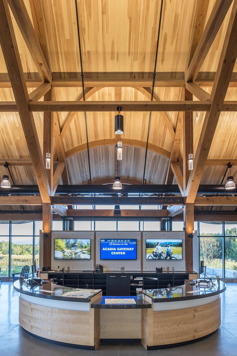 Press kit | 7896-01 - Press release | New Energy Works wins at the Architizer A+Awards for Acadia Gateway Center - New Energy Works - Commercial Architecture - Photo credit: Scott Hemenway Photography