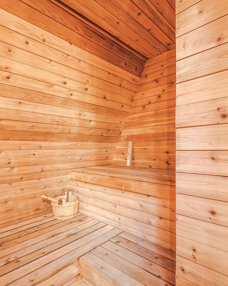 Press kit | 7043-03 - Press release | Woods Retreat - BE_Design - Residential Architecture - Sauna Interior  - Photo credit: Simon Howell