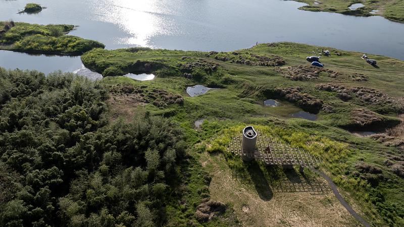 Press kit | 3808-01 - Press release | Wetland Caves: A Discovery Pavilion in the Longyou Wetlands - Studio 10 - Landscape Architecture - Aerial view - Photo credit: Guowei Liu