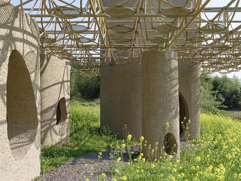 Press kit | 3808-01 - Press release | Wetland Caves: A Discovery Pavilion in the Longyou Wetlands - Studio 10 - Landscape Architecture - Grotto and wetland-pools-inspired columns anchoring the dynamic landscape with minimal intervention. - Photo credit: Guowei Liu