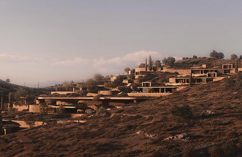 Dossier de presse | 7372-02 - Communiqué de presse | Aristides Dallas Architects receives the 2026 Architizer A+Award for Shared Ground, a contemporary interpretation of the Greek village - ARISTIDES DALLAS ARCHITECTS - Architecture résidentielle - Built form adapts to the terrain, preserving the site’s natural morphology and visual continuity.<br> - Crédit photo : KONSTANTINOS TSILIVIS<br><br><br><br><br><br><br><br><br><br>