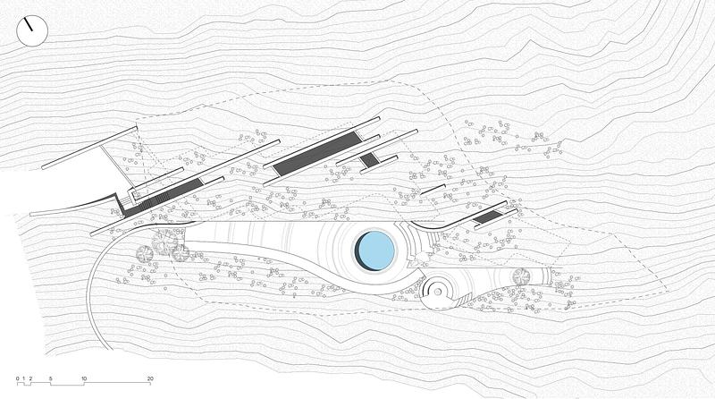 Dossier de presse | 5653-02 - Communiqué de presse | Rhoēs - Sinas Architects - Architecture résidentielle - Roof plan - Crédit photo : Sinas Architects