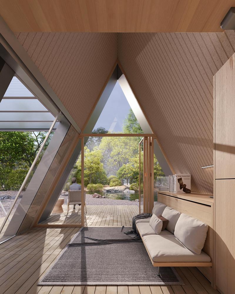 Dossier de presse | 7905-01 - Communiqué de presse | Camping House : vers un avenir durable du micrologement - Atelier Lune - Architecture résidentielle - Vue intérieure - Crédit photo : Haohao Mao