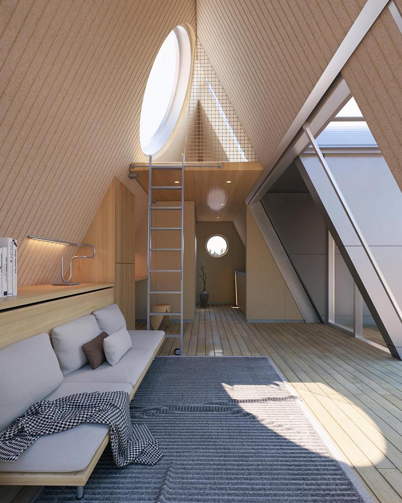 Dossier de presse | 7905-01 - Communiqué de presse | Camping House : vers un avenir durable du micrologement - Atelier Lune - Architecture résidentielle - Vue intérieure - Crédit photo : Haohao Mao