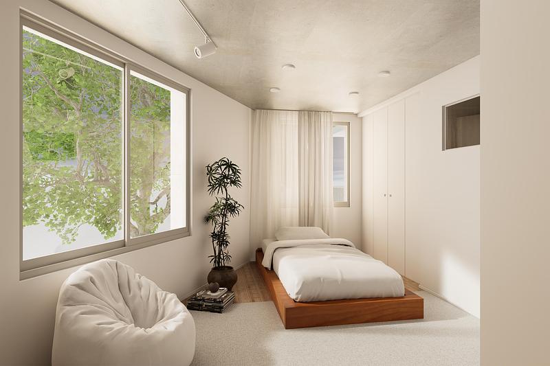 Dossier de presse | 3153-06 - Communiqué de presse | SHIN NAKANO trapezoidal - RYUICHI SASAKI ARCHITECTURE - Architecture résidentielle - INTERIOR RENDERING - Crédit photo : RYUICHI SASAKI ARCHITECTURE
