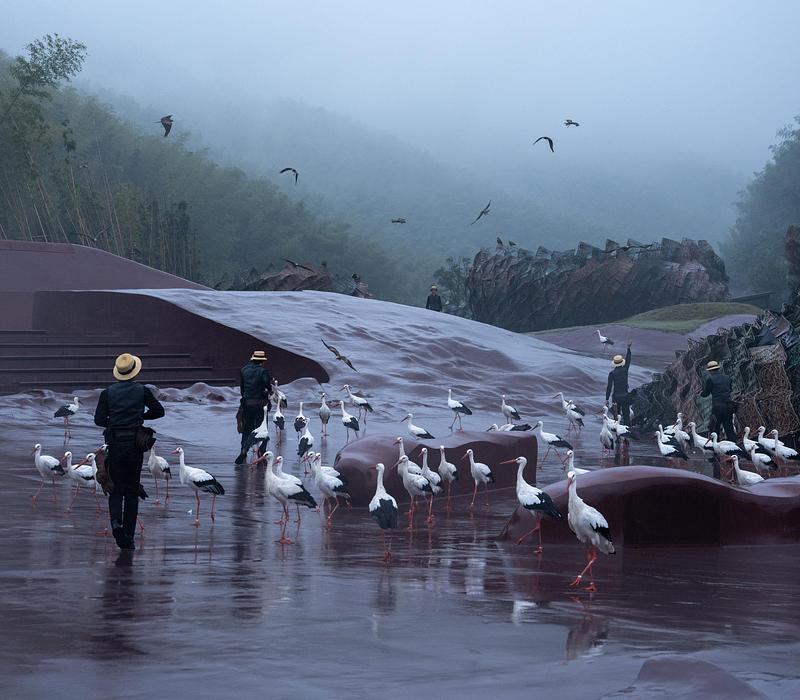 Press kit | 3524-07 - Press release | The Earth Valley Theater - GOA (Group of Architects) - Landscape Architecture - Amphitheater in Performance on a Rainy Day - Photo credit: ©CHEN Xi Studio