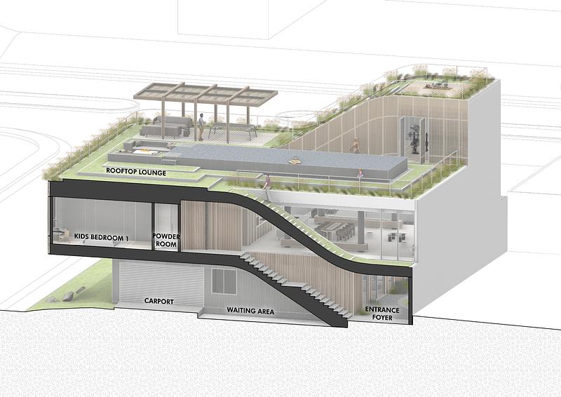 Press kit | 6235-01 - Press release | Split Mass Residence - K-Thengono Design Studio - Residential Architecture - Section Diagram 1 - Photo credit: K-Thengono Design Studio