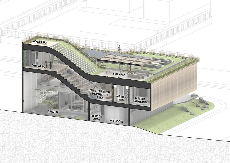 Press kit | 6235-01 - Press release | Split Mass Residence - K-Thengono Design Studio - Residential Architecture - Section Diagram 2 - Photo credit: K-Thengono Design Studio