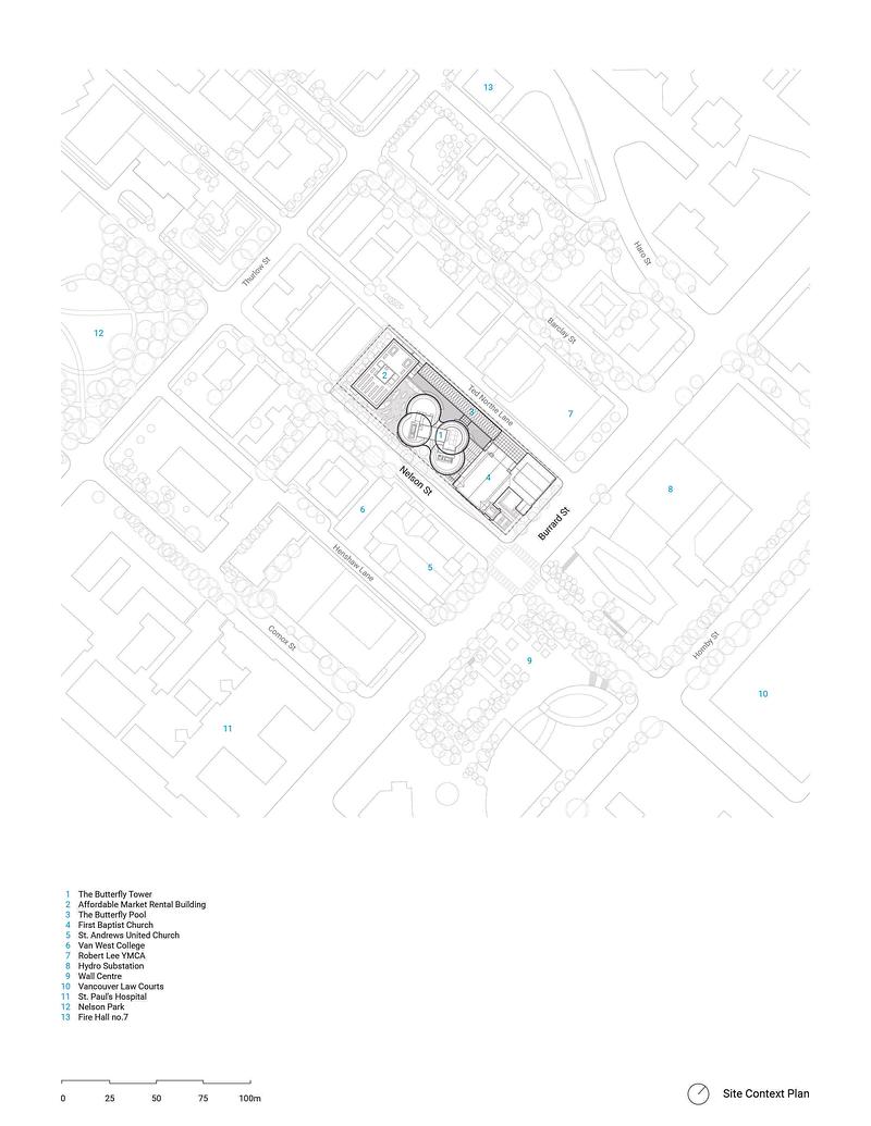 Dossier de presse | 2197-03 - Communiqué de presse | The Butterfly + First Baptist Church Complex - Revery Architecture - Architecture résidentielle - Site Plan - Crédit photo : Revery Architecture