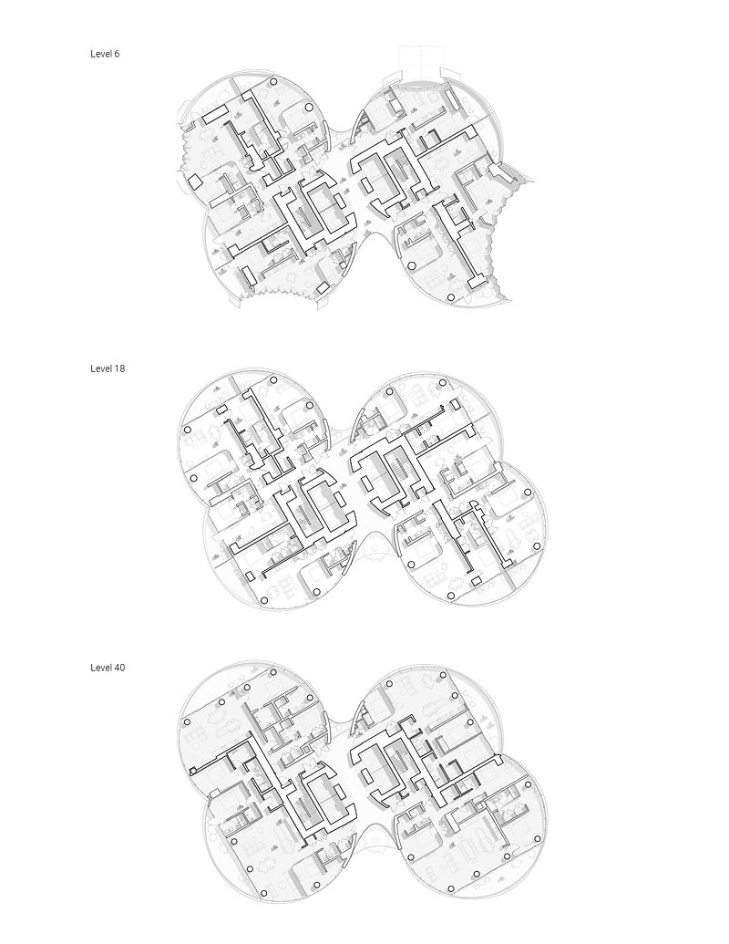 Dossier de presse | 2197-03 - Communiqué de presse | The Butterfly + First Baptist Church Complex - Revery Architecture - Architecture résidentielle - Butterfly tower plan 6, 18, 40 - Crédit photo : Revery Architecture