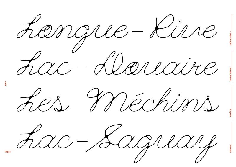 Dossier de presse | 748-55 - Communiqué de presse | Le Centre de design de l’UQAM présente ECAL Atlas Typographique - Centre de design de l'UQAM - Évènement + Exposition - Polices de caractères présentées dans l’exposition au Centre de design de l'UQAM à Montréal, issues de la sélection locale effectuée par Louise Paradis et le Collectif 1440, à partir d’un recensement de 600 typographies du Québec. - Crédit photo : Louise Paradis et le Collectif 1440, École de design de l'UQAM