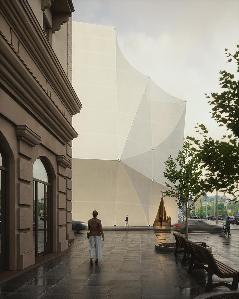 Press kit | 7779-02 - Press release | Tabakerka: A Project to Reconstruct the Facade Theater - .ket bureau - Commercial Architecture -   ket_bureau_tabakerka_Pedestrian_street_view   - Photo credit: .ket bureau