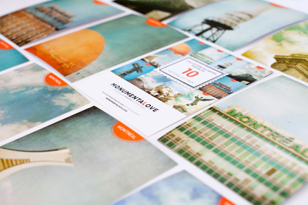 Press kit | 562-42 - Press release | The CODE SOUVENIR MONTRÉAL pop-up store: Showcasing Montréal creativity at its best! - Bureau du design - Ville de Montréal - Product - MONUMENTALOVE&nbsp;<br>Designer : Jane Heller&nbsp;<br>Nom du produit : 4 aimants ou cartes postales en hommage au patrimoine montréalais&nbsp; - Photo credit: MONUMENTALOVE