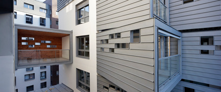 Press kit | 1151-01 - Press release | Carre Seine - Pietri Architectes - Residential Architecture - Fault in middle of housing <br> - Photo credit: Vincent Fillon<br>