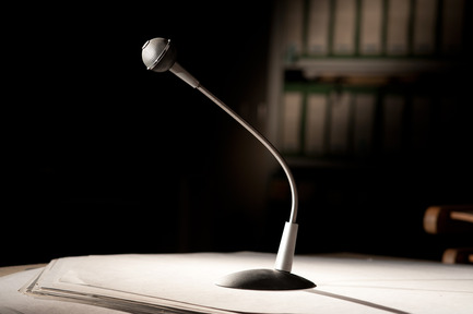Press kit | 1171-01 - Press release | Fast approaching BIO 50 starts September 18th 2014 - Museum of Architecture and Design (MAO), Ljubljana - Event + Exhibition - Microphone by designer Marko Turk, producer: Electroacoustic Laboratory (EAL), 1987. Recipient of Gold Medal at BIO 12 (1988). - Photo credit: Domen Pal