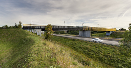 Dossier de presse | 865-08 - Communiqué de presse | Passerelle piétonne Candiac, Québec - Lemay - Design urbain - Crédit photo : François Descôteaux <br>