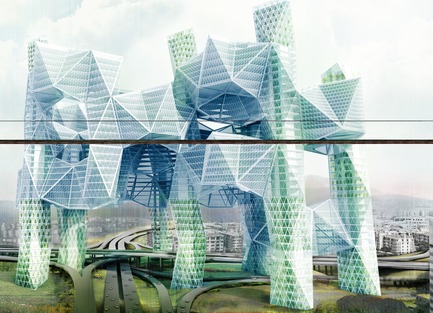 Press kit | 1127-01 - Press release | Winners 2014 eVolo Skyscraper Competition - eVolo Magazine - Competition - Honorable Mention. Skyvillage For Los Angeles. Ziwei Song (United States)www.evolo.us/competition/skyvillage-for-los-angeles