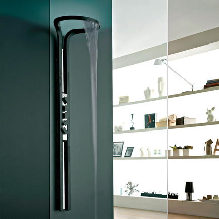 Press kit | 902-02 - Press release | A’ Design Awards 2014 Winners Announced - A' Design Award and Competition - Competition - Ametis&nbsp;<br>Shower System by Graff<br><br>PROJECT DESCRIPTION:<br>Ametis; a symbol of the fusion between the universe above and the oceans below, is a futuristic ode to high design in the bathroom. The shower column, containing many high-tech engineering features, integrates a chromotherapy system with RGB LED lighting within the ring that gives a completely new dimension to the column, thanks to the indirect lighting, still a little used concept in bathroom design. This creates a soothing halo effect for the desired ambiance.&nbsp; - Photo credit: GRAFF, 2014